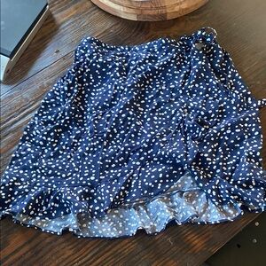 J Crew mercantile Polka Dot Wrap Skirt - Blue and White size small women’s wrap